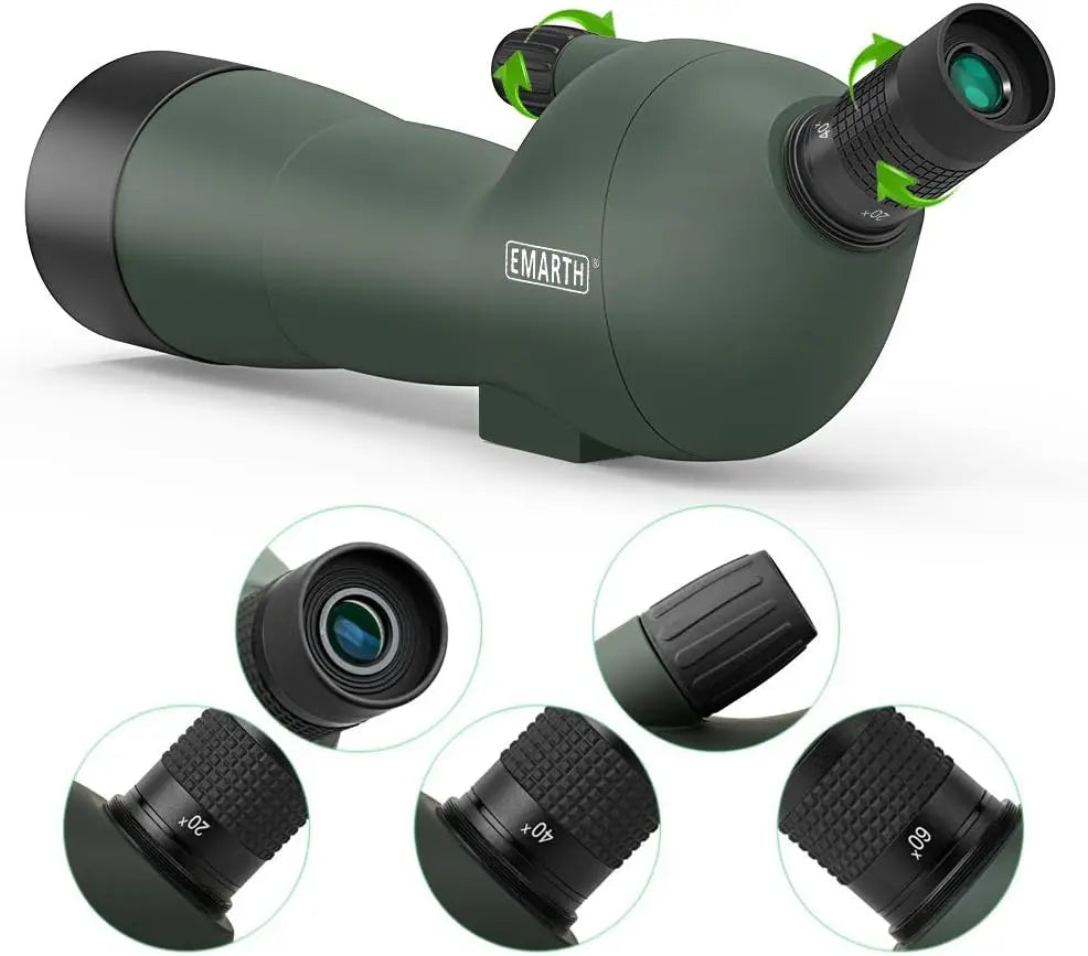 20-60x60AE 45 Degree Angled Spotting Scope with Tripod, Phone Adapter, Carry Bag, Scope for Target Shooting Bird Watching Huntin