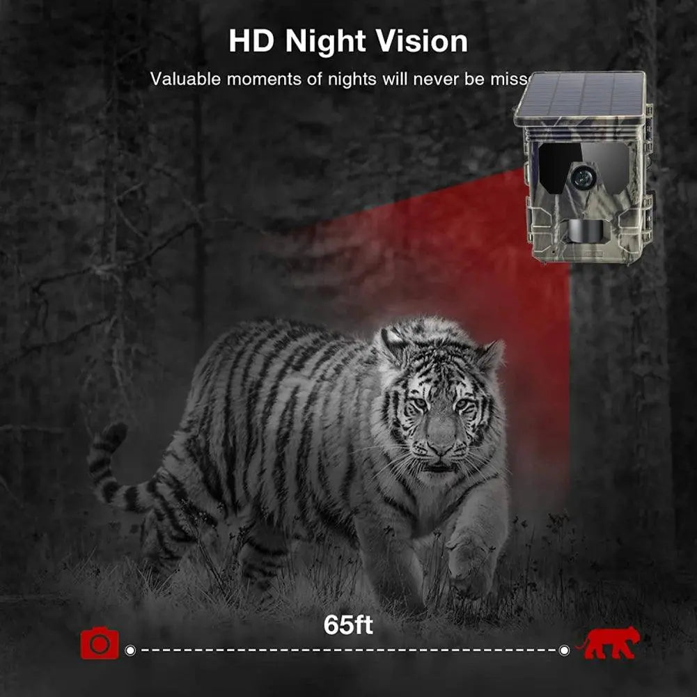 Solar-Powered Wildlife Camera 24MP 1080P with Infrared Night Vision and Fast Trigger Speed for Hunting and Observation - Wild Frontier Gear LLC