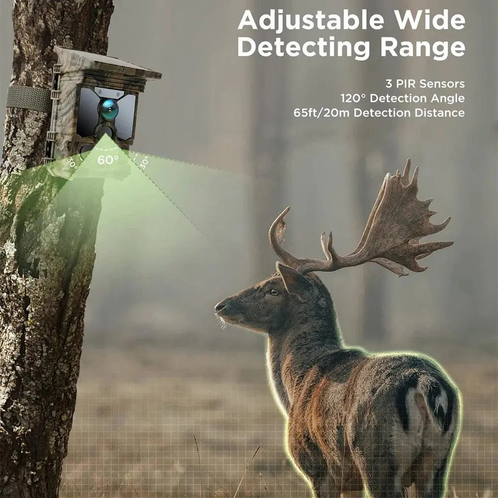 Solar-Powered Wildlife Camera 24MP 1080P with Infrared Night Vision and Fast Trigger Speed for Hunting and Observation - Wild Frontier Gear LLC