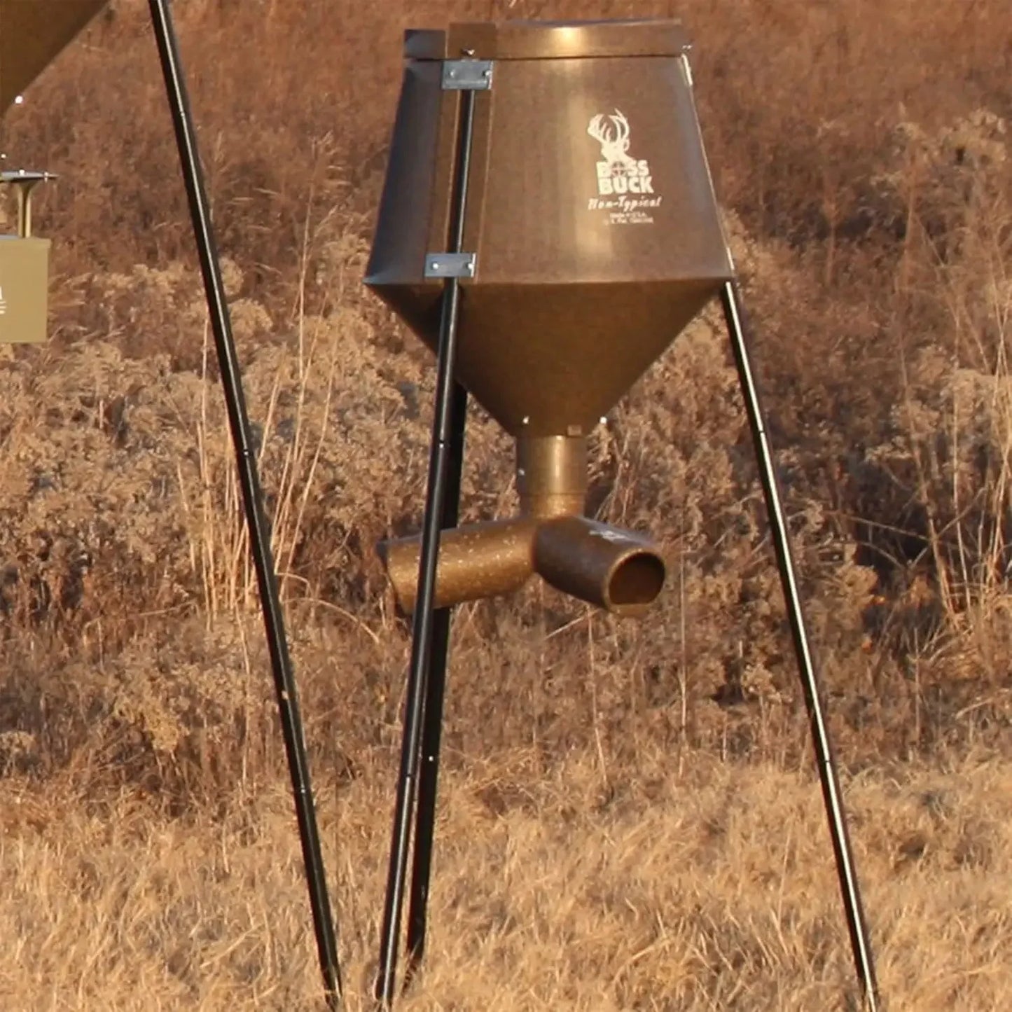 200 LB Deer Feeder/Hunting Durable Plastic UV Protected Windproof Waterproof Gravity Feed System w/ Protein 3 Feed Tubes Head