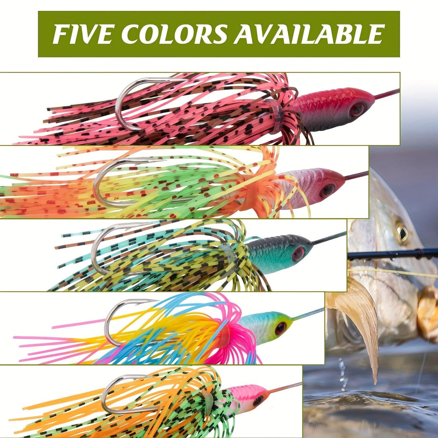 Goture 5-Piece Buzzbait Fishing Lure Set, 3/4 Oz Multicolor Spinner Baits for Freshwater and Saltwater Bass and Trout Fishing - Wild Frontier Gear LLC