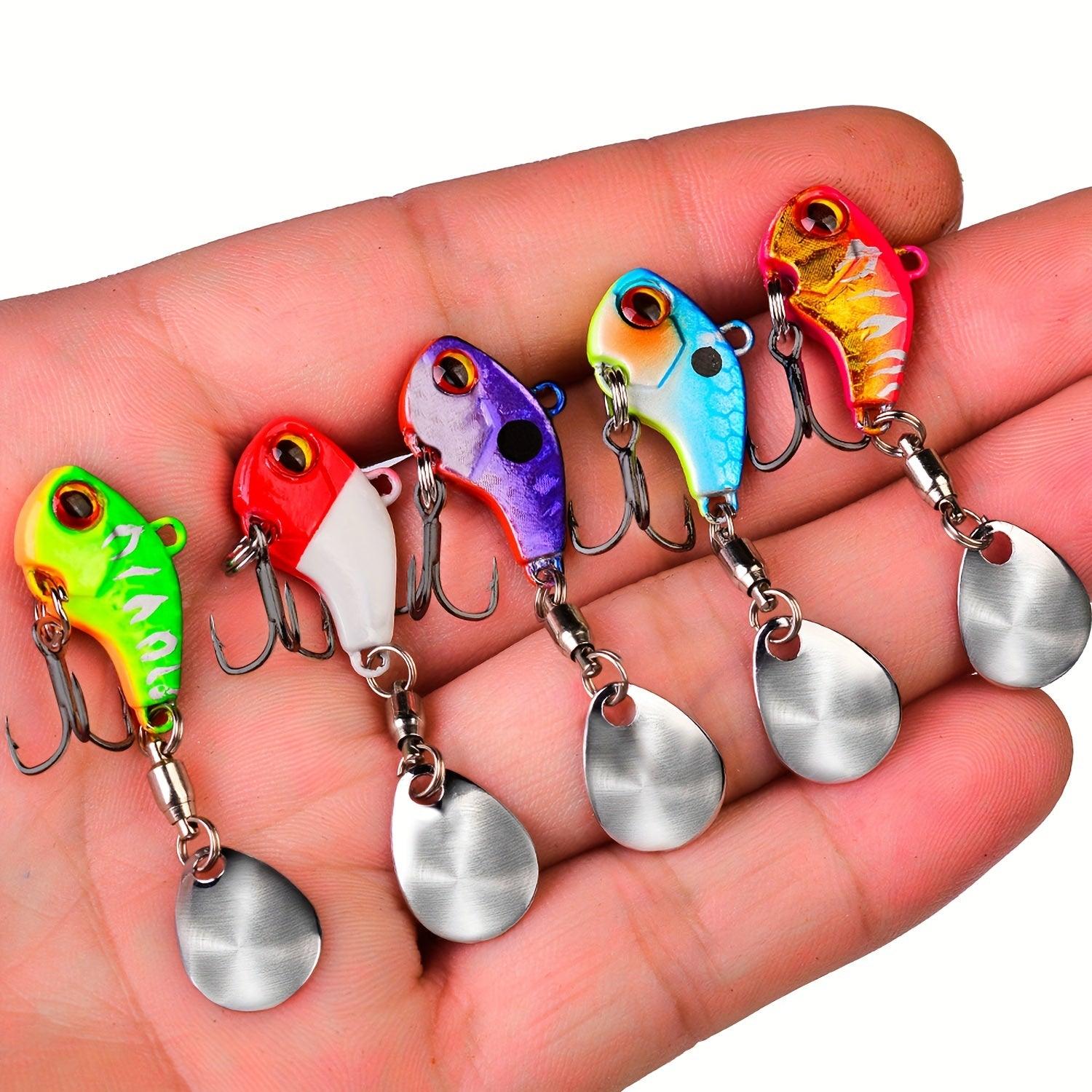 5-Piece Metal Fishing Spinner Blade Set for Bass - VIB Crankbait Lures in Various Weights (6g/10g/15g/21g/28g) - Wild Frontier Gear LLC