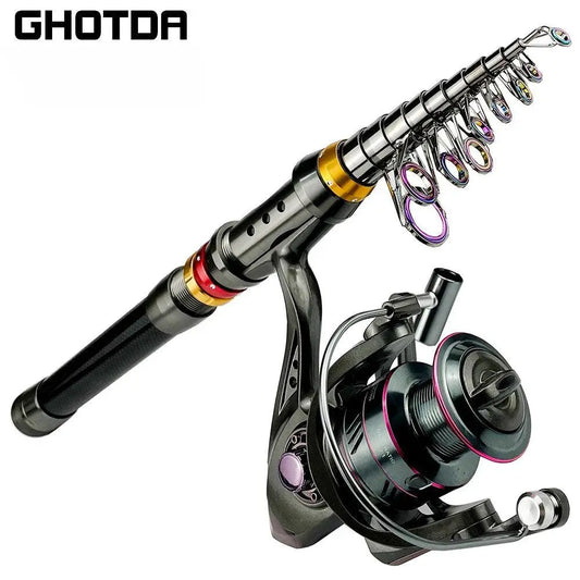 1.8-3.6m Carbon Fiber Spinning Fishing Rod 13BB Reel Combo Telescopic Fishing Pole Spinning Reel Kit Max Resistance 3-8kg Pesca - Wild Frontier Gear LLC