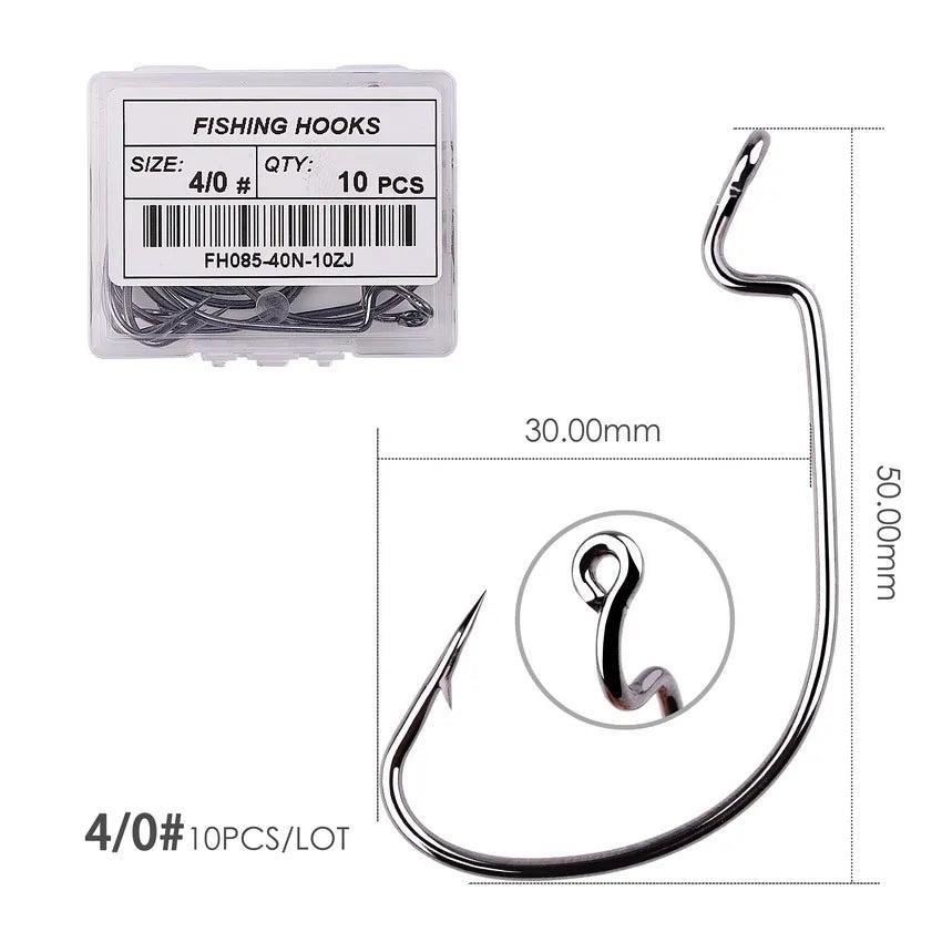 10pcs/ Box Fishing hook Offset 8# - 5/0# crank hook for soft worm bait fishhook crankbait fishing tackle accessories pesca hooks
