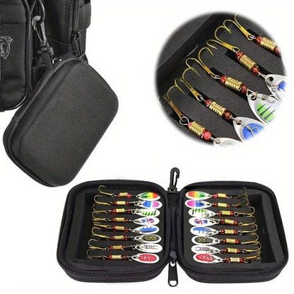 16-Piece Metal Spinner Bait Set for Bass, Trout, and Salmon Fishing with Triple Hooks - Freshwater Lure Kit - Wild Frontier Gear LLC