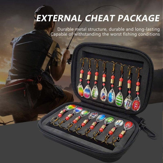 16-Piece Metal Spinner Bait Set for Bass, Trout, and Salmon Fishing with Triple Hooks - Freshwater Lure Kit - Wild Frontier Gear LLC