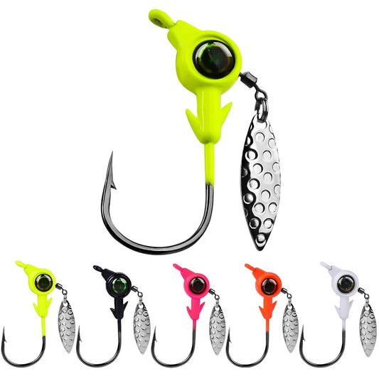 3pcs Jig Head Hook 3.5g 5g 7g 10g Fishing Hook Rotating Sequins Jig Lure Metal Spoons Hard Baits For Soft Worm Fishing Tackle
