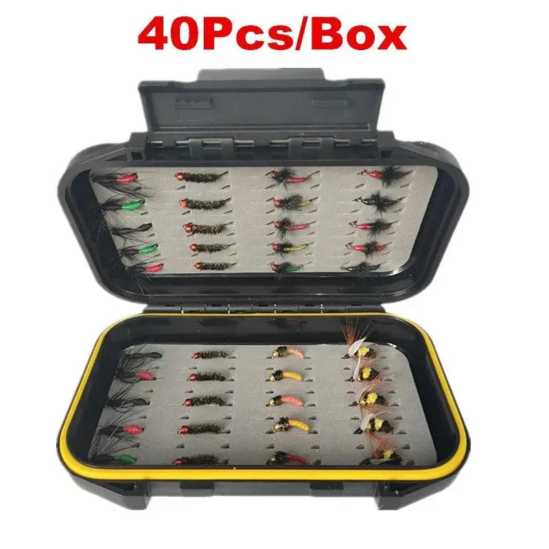 40/78/126Pcs/Box Mixed Styles Fly Fishing Lure Wet/Dry Nymph Artificial Flies Bait Pesca Tackle Trout Carp Kit - Wild Frontier Gear LLC