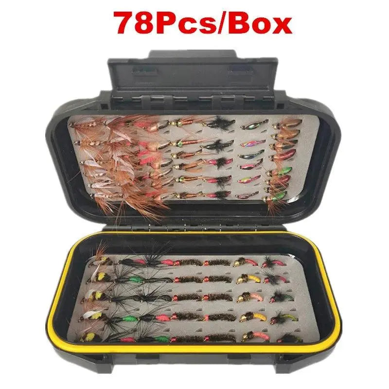 40/78/126Pcs/Box Mixed Styles Fly Fishing Lure Wet/Dry Nymph Artificial Flies Bait Pesca Tackle Trout Carp Kit - Wild Frontier Gear LLC