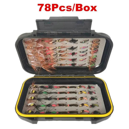 40/78/126Pcs/Box Mixed Styles Fly Fishing Lure Wet/Dry Nymph Artificial Flies Bait Pesca Tackle Trout Carp Kit - Wild Frontier Gear LLC