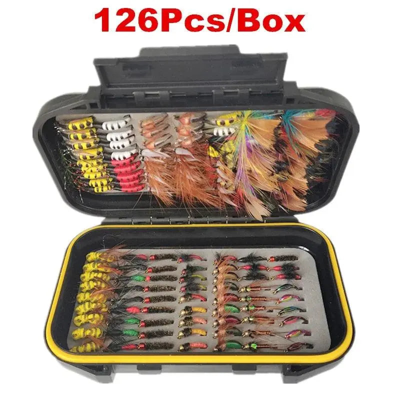 40/78/126Pcs/Box Mixed Styles Fly Fishing Lure Wet/Dry Nymph Artificial Flies Bait Pesca Tackle Trout Carp Kit - Wild Frontier Gear LLC