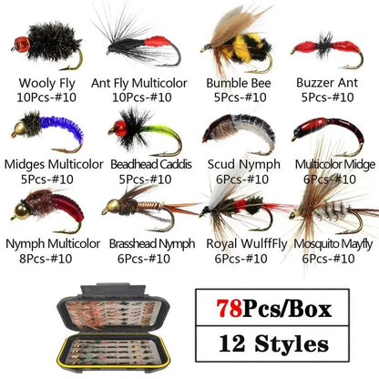 40/78/126Pcs/Box Mixed Styles Fly Fishing Lure Wet/Dry Nymph Artificial Flies Bait Pesca Tackle Trout Carp Kit - Wild Frontier Gear LLC
