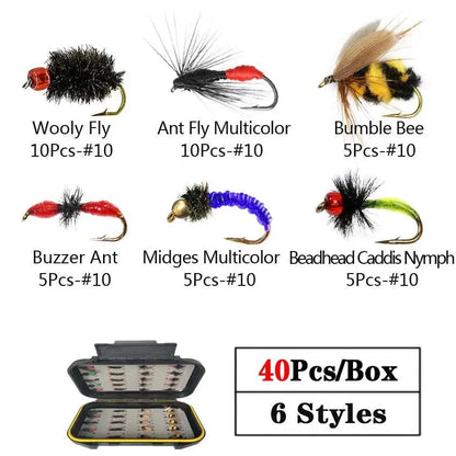 40/78/126Pcs/Box Mixed Styles Fly Fishing Lure Wet/Dry Nymph Artificial Flies Bait Pesca Tackle Trout Carp Kit - Wild Frontier Gear LLC