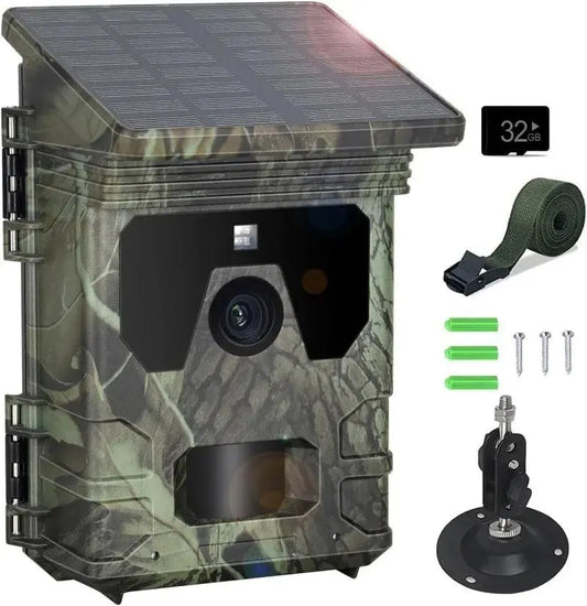 50MP 4K Solar-Powered Wildlife Trail Camera with Night Vision and 0.3s Motion Detection - Waterproof Outdoor Hunting Monitor - Wild Frontier Gear LLC