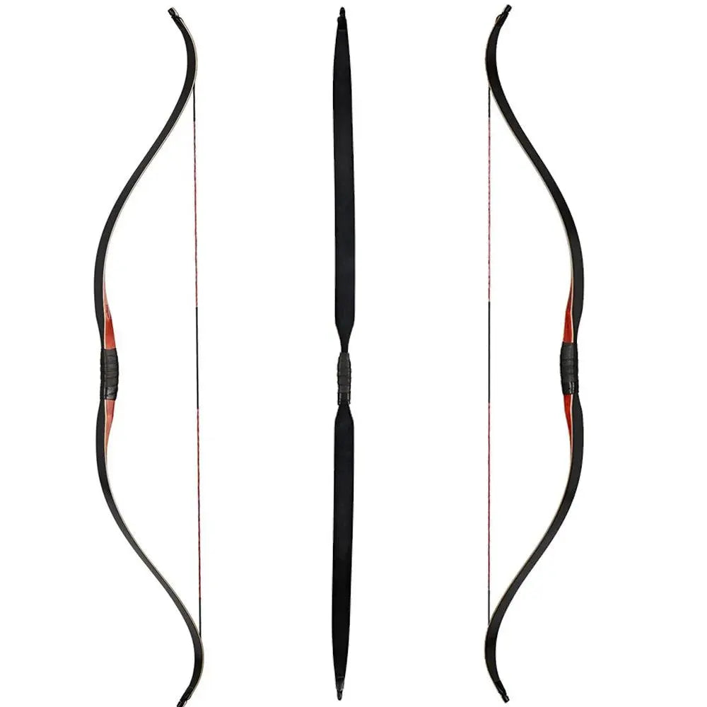 55-Inch Traditional Archery Bow with Red Pear Riser - 20-50lbs Hunting and Shooting Gear - Wild Frontier Gear LLC