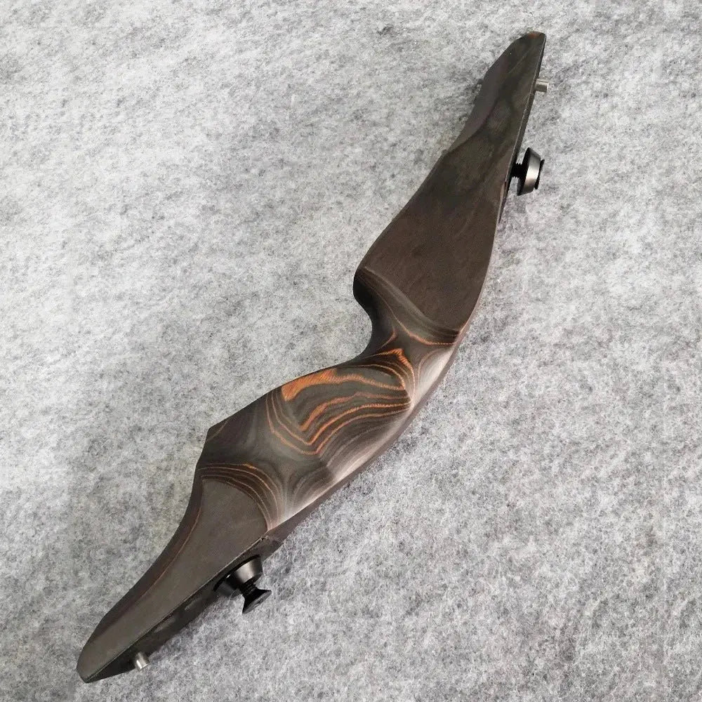 60" Right-Handed Black Hunter Recurve Bow 25-60lbs with Bamboo Core Limbs and Wooden Riser for American Hunting and Training - Wild Frontier Gear LLC