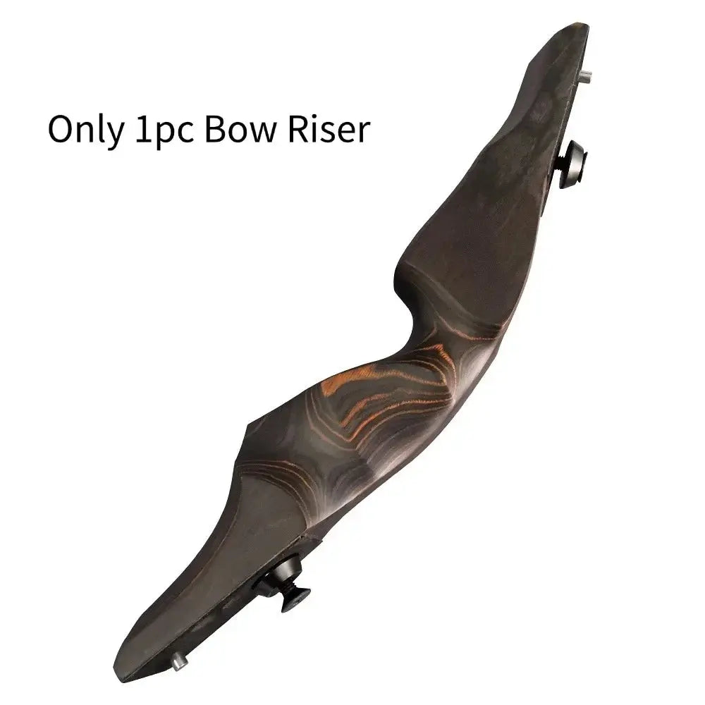 60" Right-Handed Black Hunter Recurve Bow 25-60lbs with Bamboo Core Limbs and Wooden Riser for American Hunting and Training - Wild Frontier Gear LLC