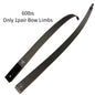 60" Right-Handed Black Hunter Recurve Bow 25-60lbs with Bamboo Core Limbs and Wooden Riser for American Hunting and Training - Wild Frontier Gear LLC