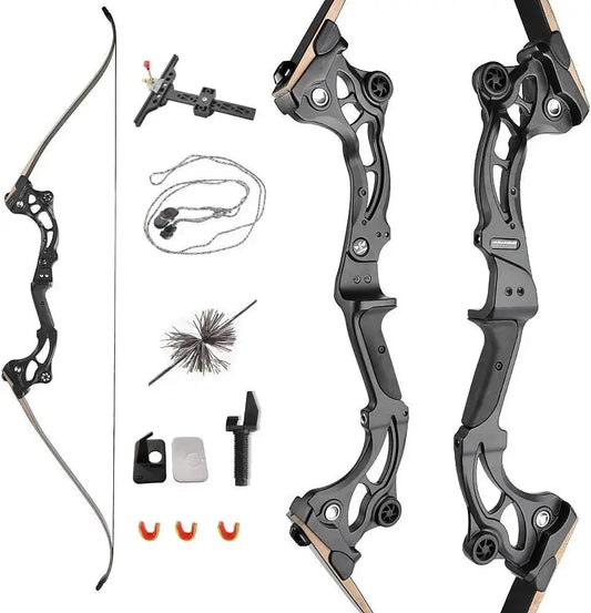 64-Inch Right-Handed Takedown Recurve Bow Set for Archery Competition and Hunting, Adjustable 30-55lbs Draw Weight - Wild Frontier Gear LLC
