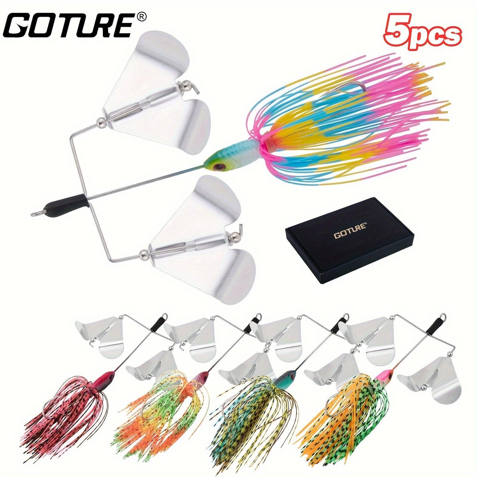 Goture 5-Piece Buzzbait Fishing Lure Set, 3/4 Oz Multicolor Spinner Baits for Freshwater and Saltwater Bass and Trout Fishing - Wild Frontier Gear LLC