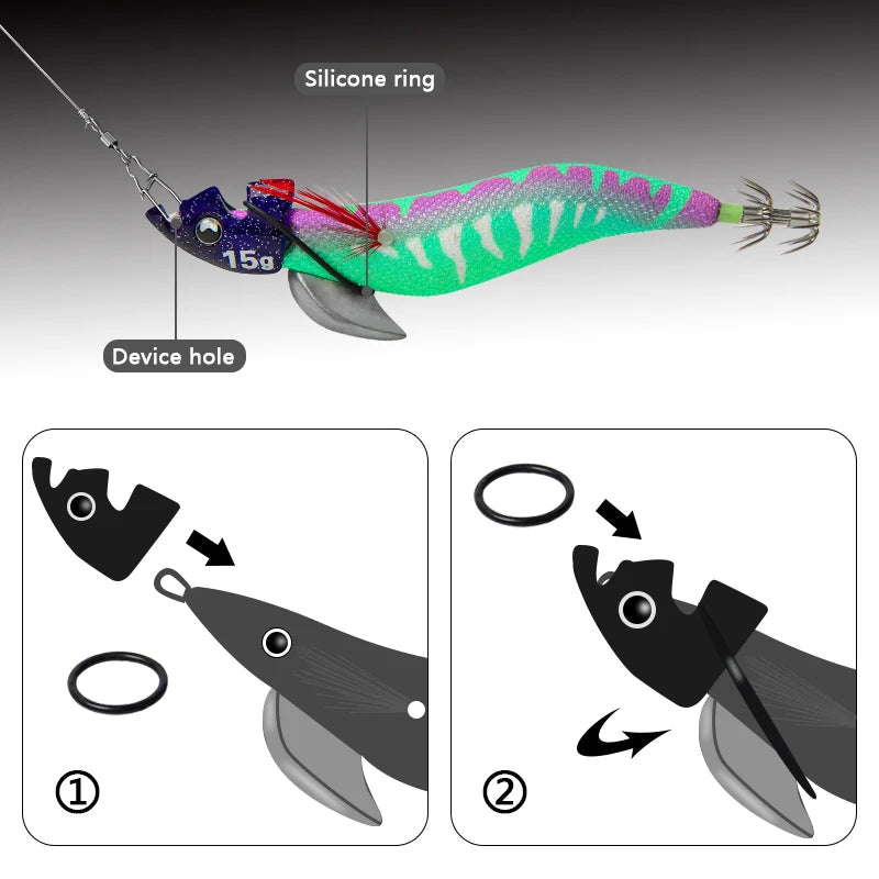 LETOYO 2PCS Luminous EGI for tip run squid lure TR Sinker weight eging for Webfoot Octopus Cuttlefish sea fishing accessories Wild Frontier Gear LLC