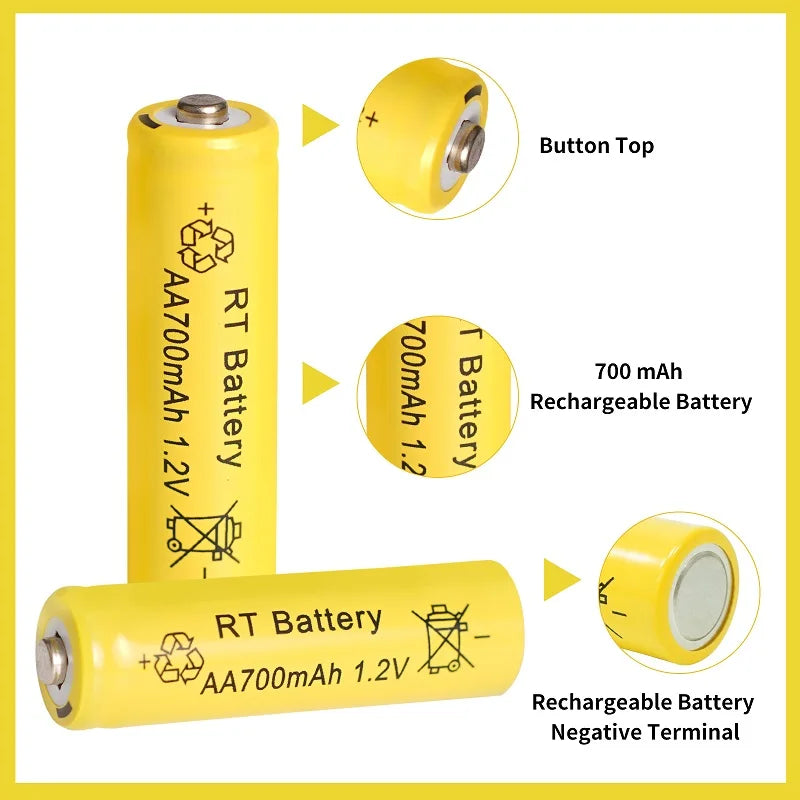 2-20Pcs AA Battery 1.2V 700mAh Ni-MH AA Rechargeable Batteries 700mAh Battery for Garden Solar Lights Toys Watch MP3 Player Wild Frontier Gear LLC