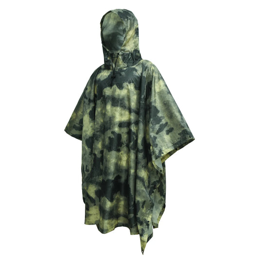 Tactical Jungle A-TACS FG Camouflage Folding Raincoat Portable Poncho Men Waterproof Tourism Rain Jacket Cover Army RainWear