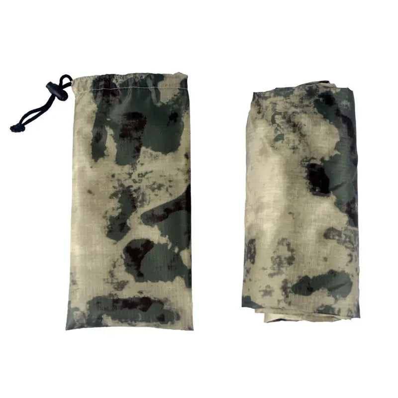 Tactical Jungle A-TACS FG Camouflage Folding Raincoat Portable Poncho Men Waterproof Tourism Rain Jacket Cover Army RainWear