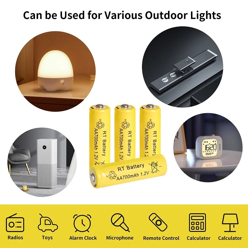 2-20Pcs AA Battery 1.2V 700mAh Ni-MH AA Rechargeable Batteries 700mAh Battery for Garden Solar Lights Toys Watch MP3 Player Wild Frontier Gear LLC