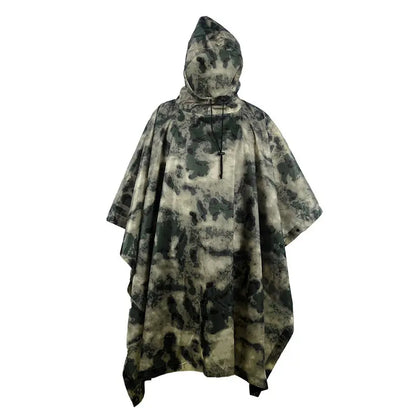 Tactical Jungle A-TACS FG Camouflage Folding Raincoat Portable Poncho Men Waterproof Tourism Rain Jacket Cover Army RainWear