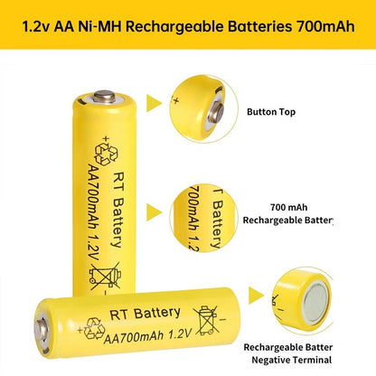 2-20Pcs AA Battery 1.2V 700mAh Ni-MH AA Rechargeable Batteries 700mAh Battery for Garden Solar Lights Toys Watch MP3 Player Wild Frontier Gear LLC