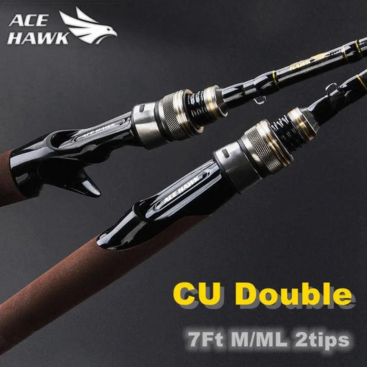 ACE HAWK 2.1m M/ML Double Tips Bass Fishing Rod Cheap China Lure Pole 4-15g Casting Light Jigging Tackle 2 Sections - Wild Frontier Gear LLC