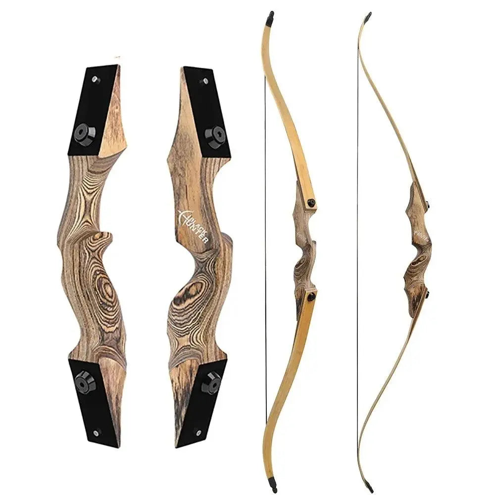 BLACK HUNTER 60'' Traditional Recurve Bow for Hunting - Adjustable 25-60lbs Right/Left Hand with Tech Wood and Bamboo Lamination - Wild Frontier Gear LLC