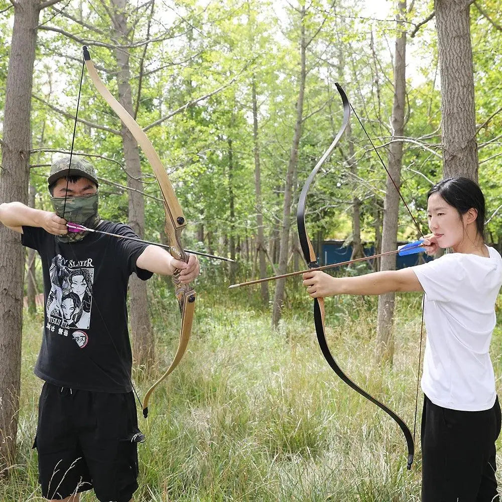BLACK HUNTER 60'' Traditional Recurve Bow for Hunting - Adjustable 25-60lbs Right/Left Hand with Tech Wood and Bamboo Lamination - Wild Frontier Gear LLC
