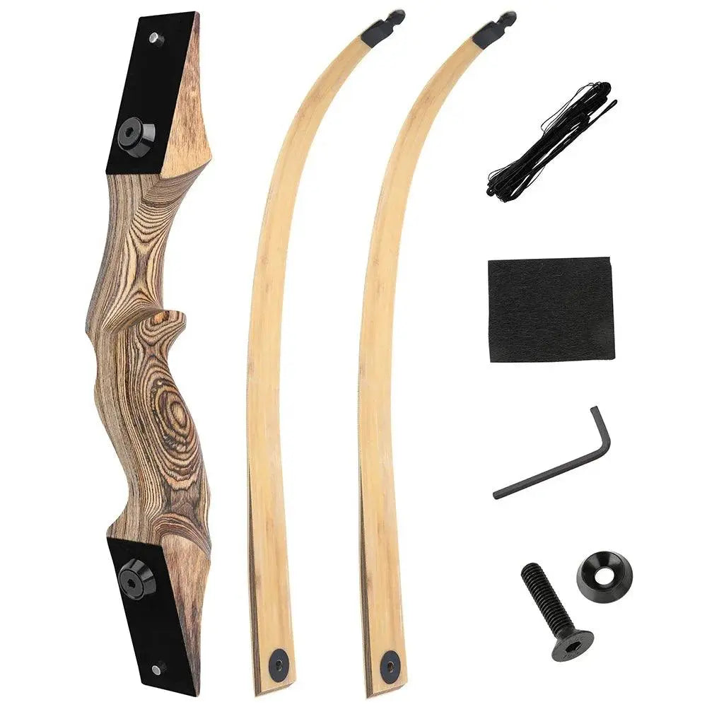 BLACK HUNTER 60'' Traditional Recurve Bow for Hunting - Adjustable 25-60lbs Right/Left Hand with Tech Wood and Bamboo Lamination - Wild Frontier Gear LLC