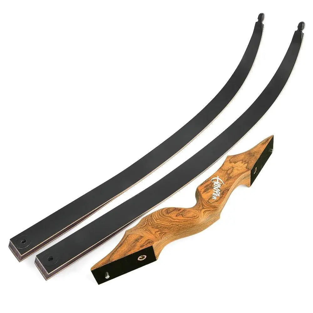 BLACK HUNTER 60'' Traditional Recurve Bow for Hunting - Adjustable 25-60lbs Right/Left Hand with Tech Wood and Bamboo Lamination - Wild Frontier Gear LLC
