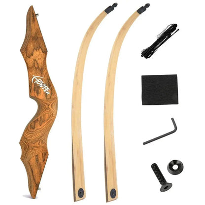 BLACK HUNTER 60'' Traditional Recurve Bow for Hunting - Adjustable 25-60lbs Right/Left Hand with Tech Wood and Bamboo Lamination - Wild Frontier Gear LLC