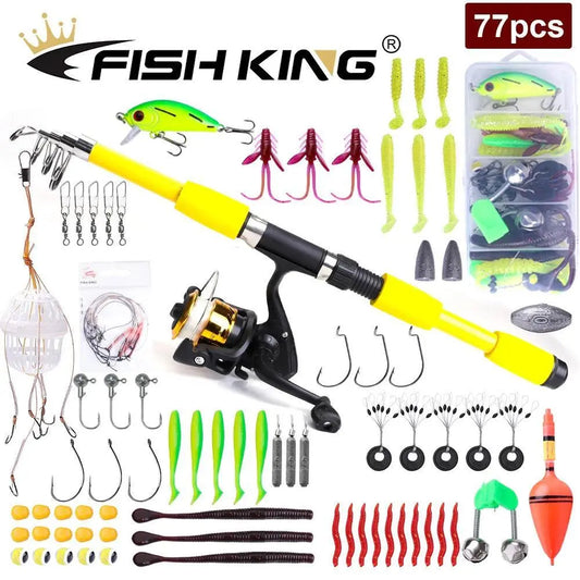 FISH KING1.8/2.1m Telescopic Fishing Rod Reel Combo Full Kit Carbon Fiber Rod Pole Spinning Reel Fishing Bag Case Pesca Gear Set - Wild Frontier Gear LLC
