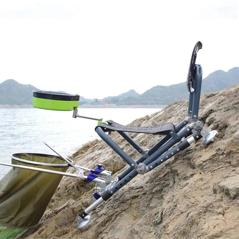 Folding Camping Chair Stool Portable Fishing Chair 180 Degree Adjustable Backrest Four-leg Recliner Aluminum Alloy Fish Chair - Wild Frontier Gear LLC