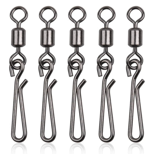 30Pcs swivels and snap for fishing hook swivels connector with Hanging Snap Stainless Steel Fast Clip Fishing Tackle Accessories