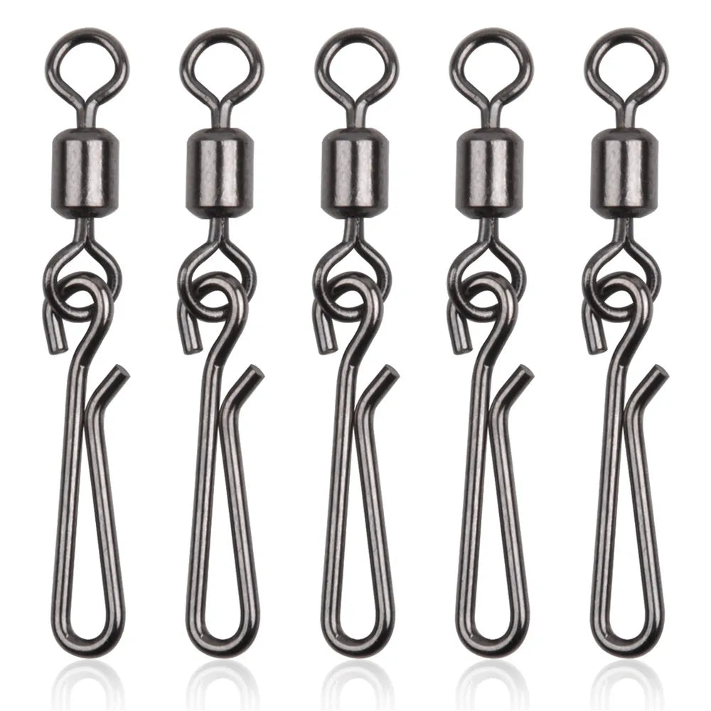 30Pcs swivels and snap for fishing hook swivels connector with Hanging Snap Stainless Steel Fast Clip Fishing Tackle Accessories