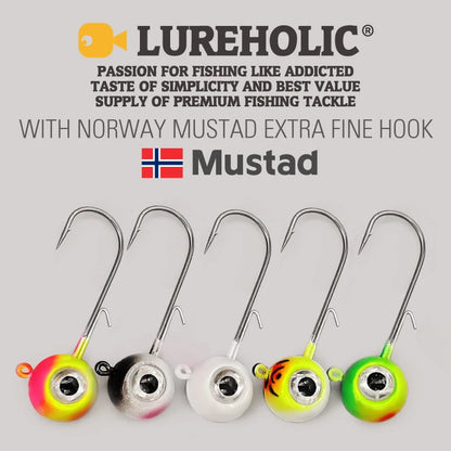 LUREHOLIC 1.8g~10g Big Eyes Jig Head with Mustad Hook Soft Lure Hook Lure Fishing