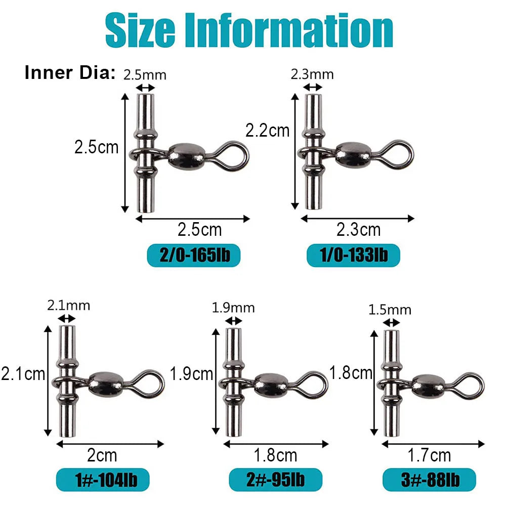 30Pcs Fishing Cross Line 3 Way Swivel Catfish Crane Swivel Carp Fishing Line Connector Jig rig T-Shape Crimping Sleeve Tackle
