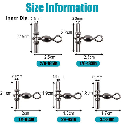 30Pcs Fishing Cross Line 3 Way Swivel Catfish Crane Swivel Carp Fishing Line Connector Jig rig T-Shape Crimping Sleeve Tackle