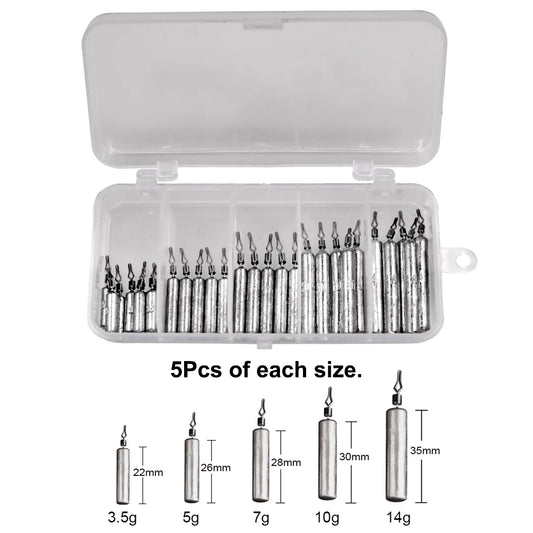 25Pcs/Box Bar/Tear Drop Shot Fishing Sinker 3.5g 5g 7g 10g 14g Bullet Weight Carp Bass Fishing Accessories Pesca Tackle