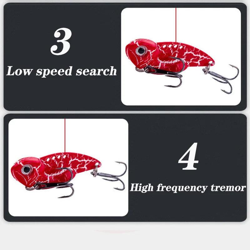 1Pcs Winter VIB Metal Spoon Fishing Lures 7g 10g 14g Jigs Vibrating Baits for Trout and Bass with Treble Hook Fishing Tackle - Wild Frontier Gear LLC