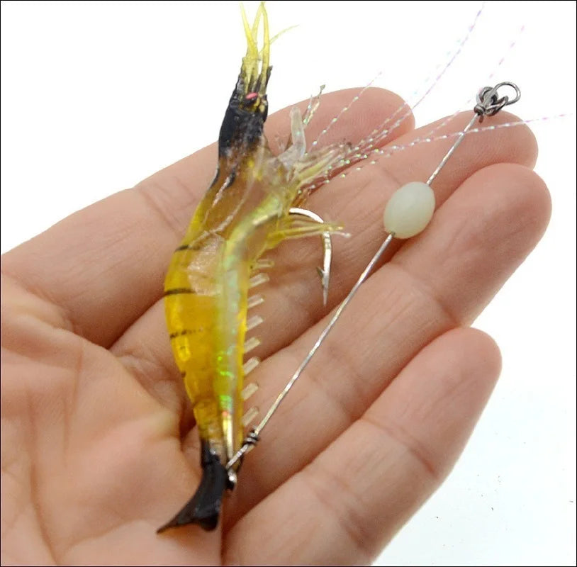 1PC Hot Sale New 9cm 6g Luminous Bead Shrimp Silicon Soft Artificial Bait with Hooks Swivels Rigs Fishing Tackle Fast Delivery