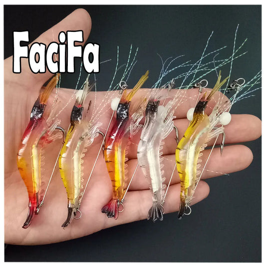 1 pc  Shrimp Soft Lure 9cm 5g Fishing Artificial Bait Soft Fishing Lure Luminous Hook Bead Anzois Para Pesca Sabiki Rigs