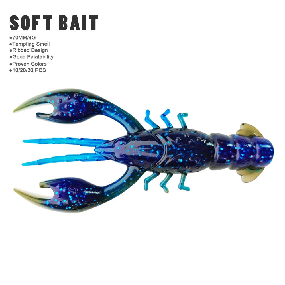 Hanlin Floating 65mm 4g Crawfish Larvae Soft Silicone Bait Jigs Wobbler Worms Fishing Lures Artificial Swimbait Bass Pike Tackle Wild Frontier Gear LLC