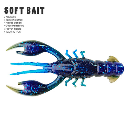 Hanlin Floating 65mm 4g Crawfish Larvae Soft Silicone Bait Jigs Wobbler Worms Fishing Lures Artificial Swimbait Bass Pike Tackle Wild Frontier Gear LLC